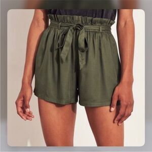 Hollister Ultra High Rise 100% Viscose Summer Green Shorts Tie Waist Women XS